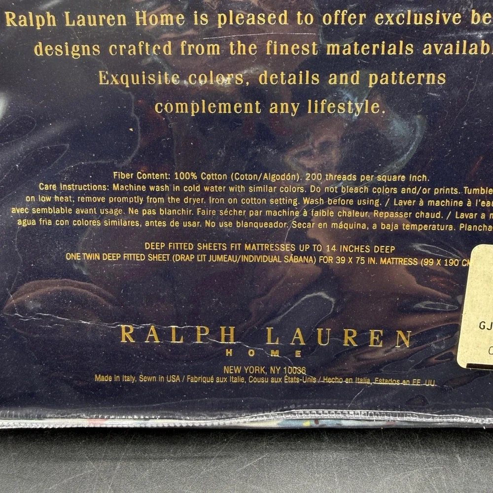 NEW Vtg Ralph Lauren Lorraine Floral White Twin Fitted‎ Sheet 100 Cotton Cottage